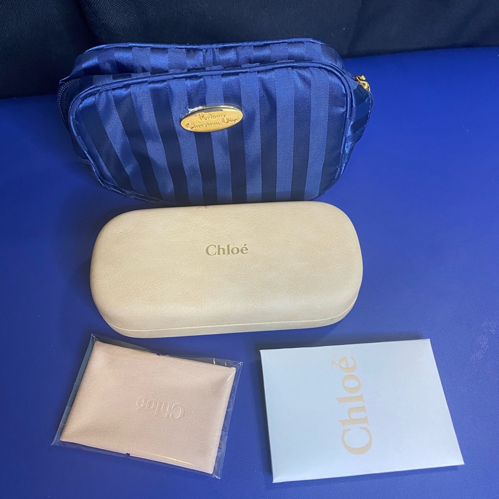 Chloe NWOT sunglasses empty box and Christian Dior cosmetics bag women’s